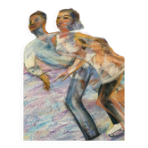 Oil on canvas ice skating