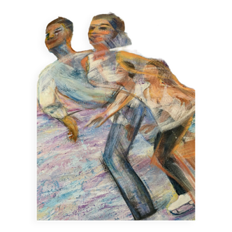 Huile sur toile patin à glace