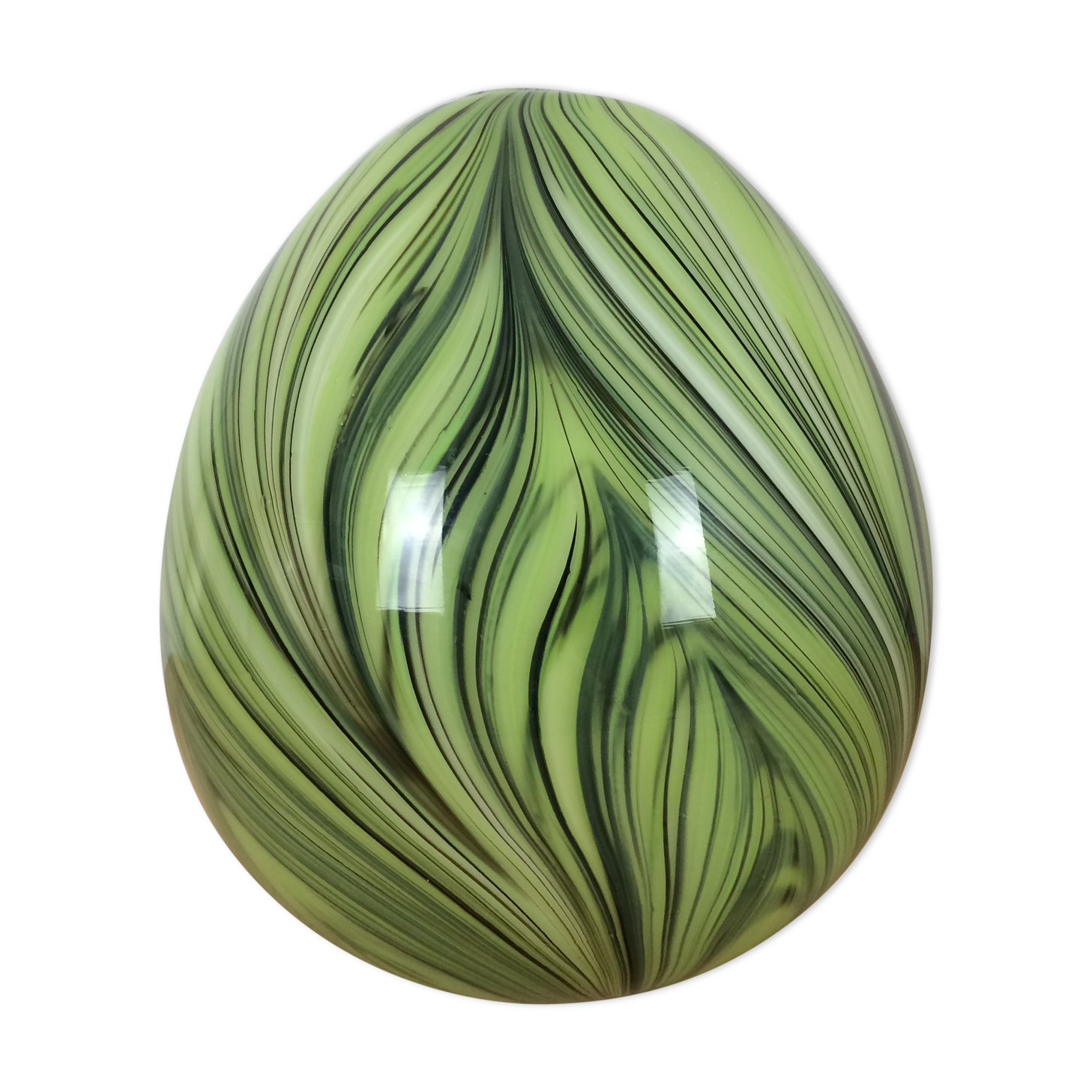 Green jungle chic ovoid glass vase