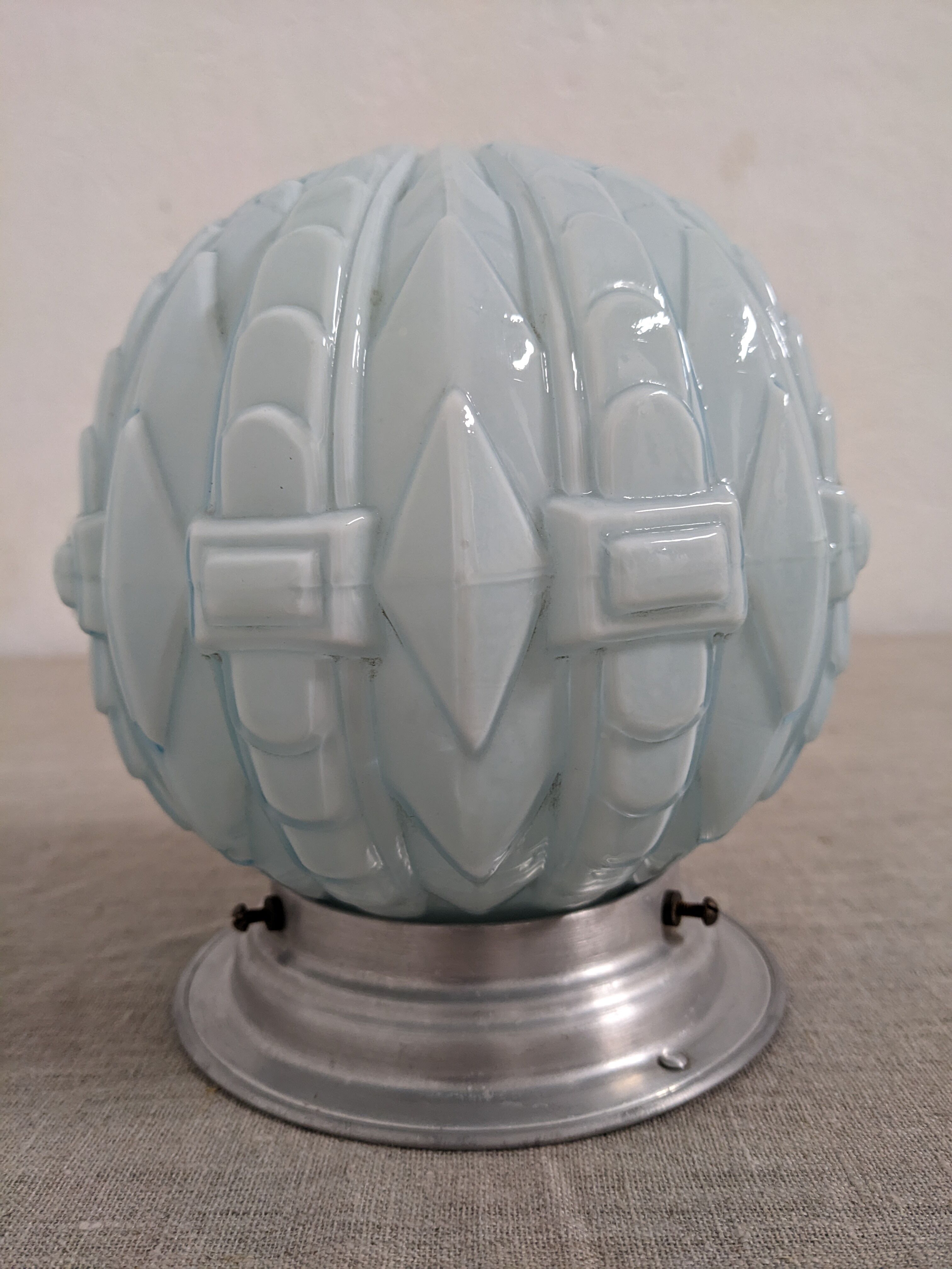 Art Deco ceiling lamp in blue opaline circa 1930