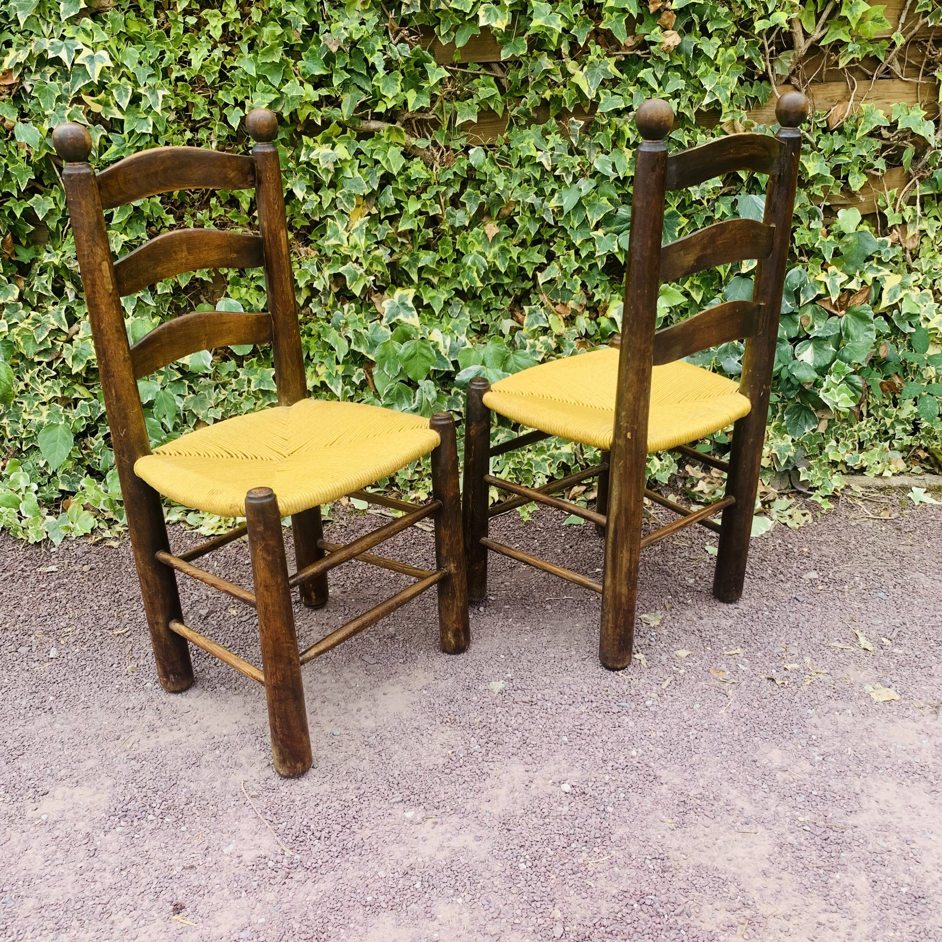 Paire de chaises bois et paille