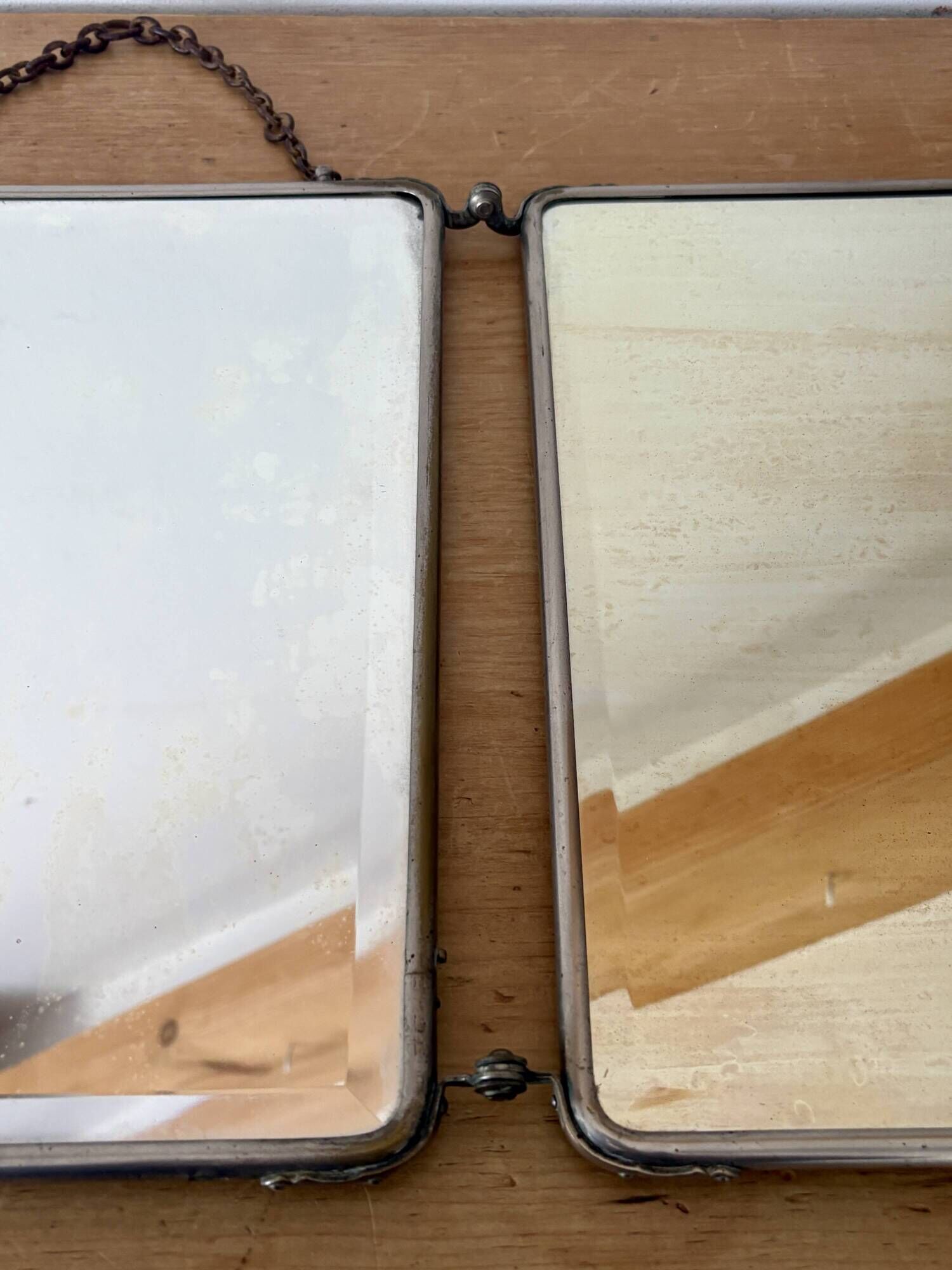 Antique barber's triptych mirror