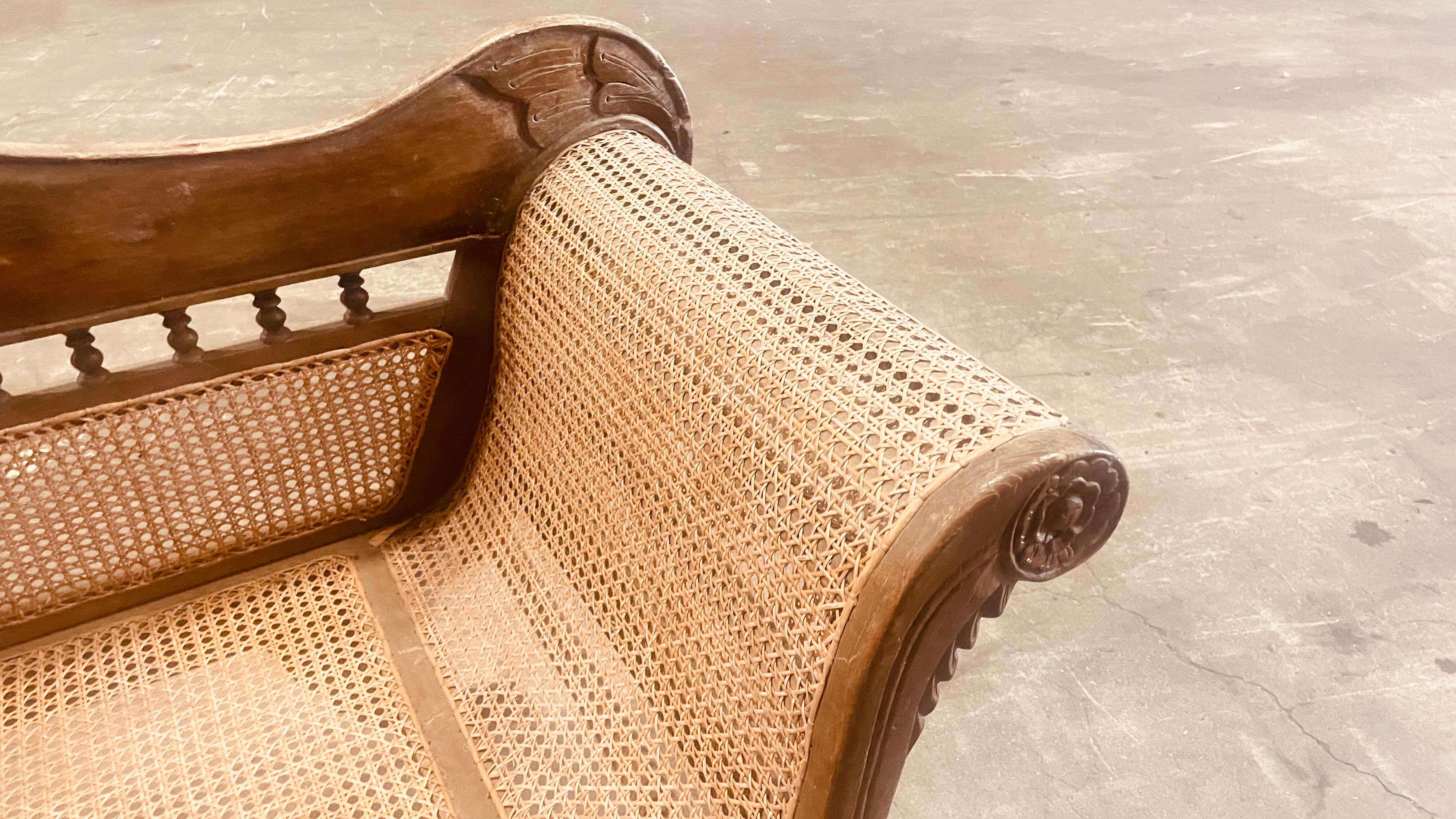 Antique rattan bench