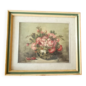 Peinture à l'huile sur fleurs de table mauro salimbeni (milan 1874-1942 turin)
