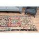 1970s Turkish Oushak Handmade Wool Cotton Red Runner Rug 131x354