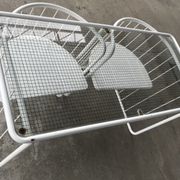 Vintage70's, Emu table in metal and glass, chairs swivelling under the table