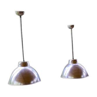 2 hammered iron pendant lights