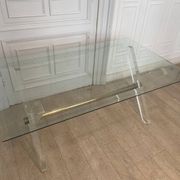 Table en plexi métal doré et verre biseauté 1970s