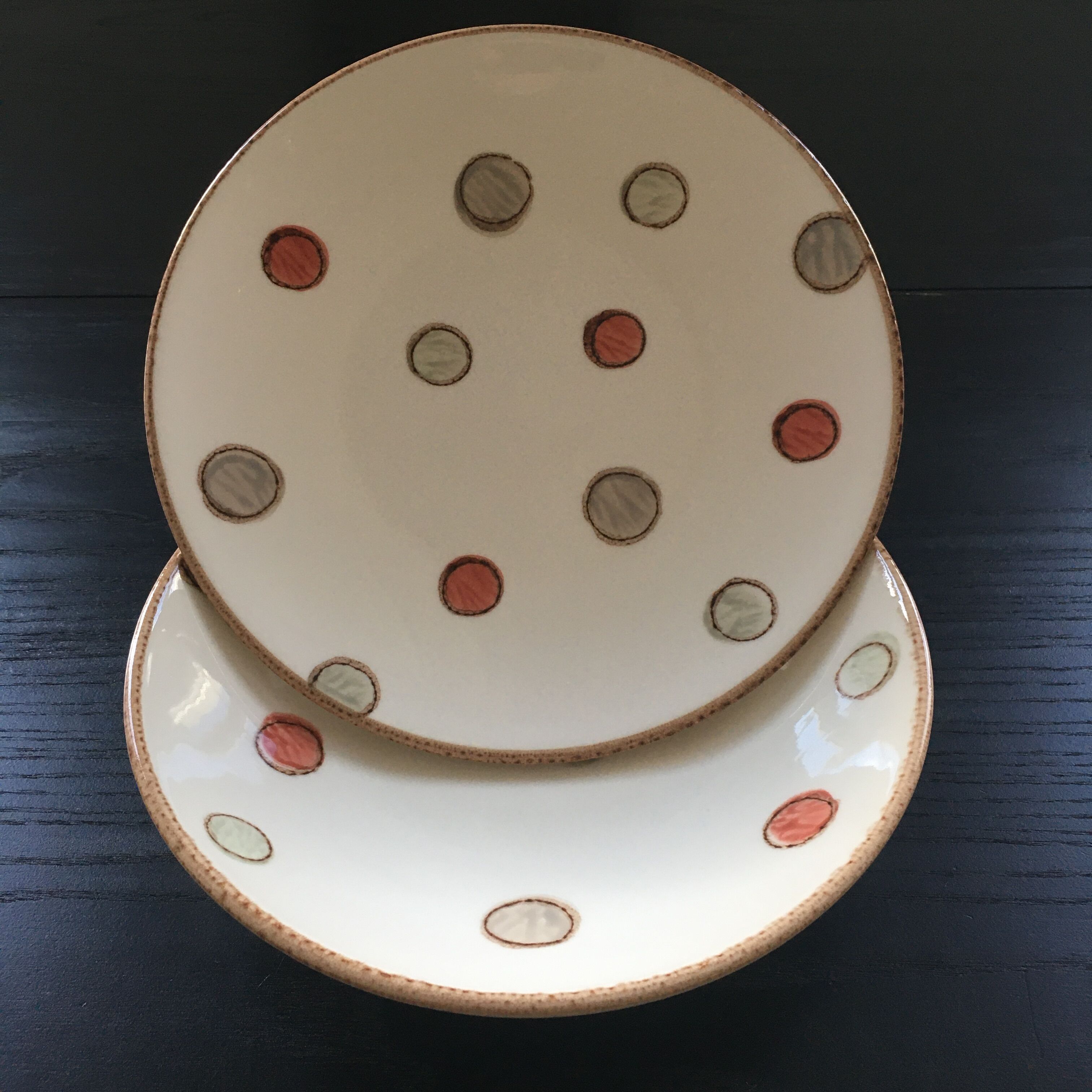 Set of 2 polka dot decor plates