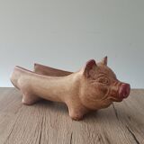 Cochon en grès, présentoir pour saucisson Vallauris