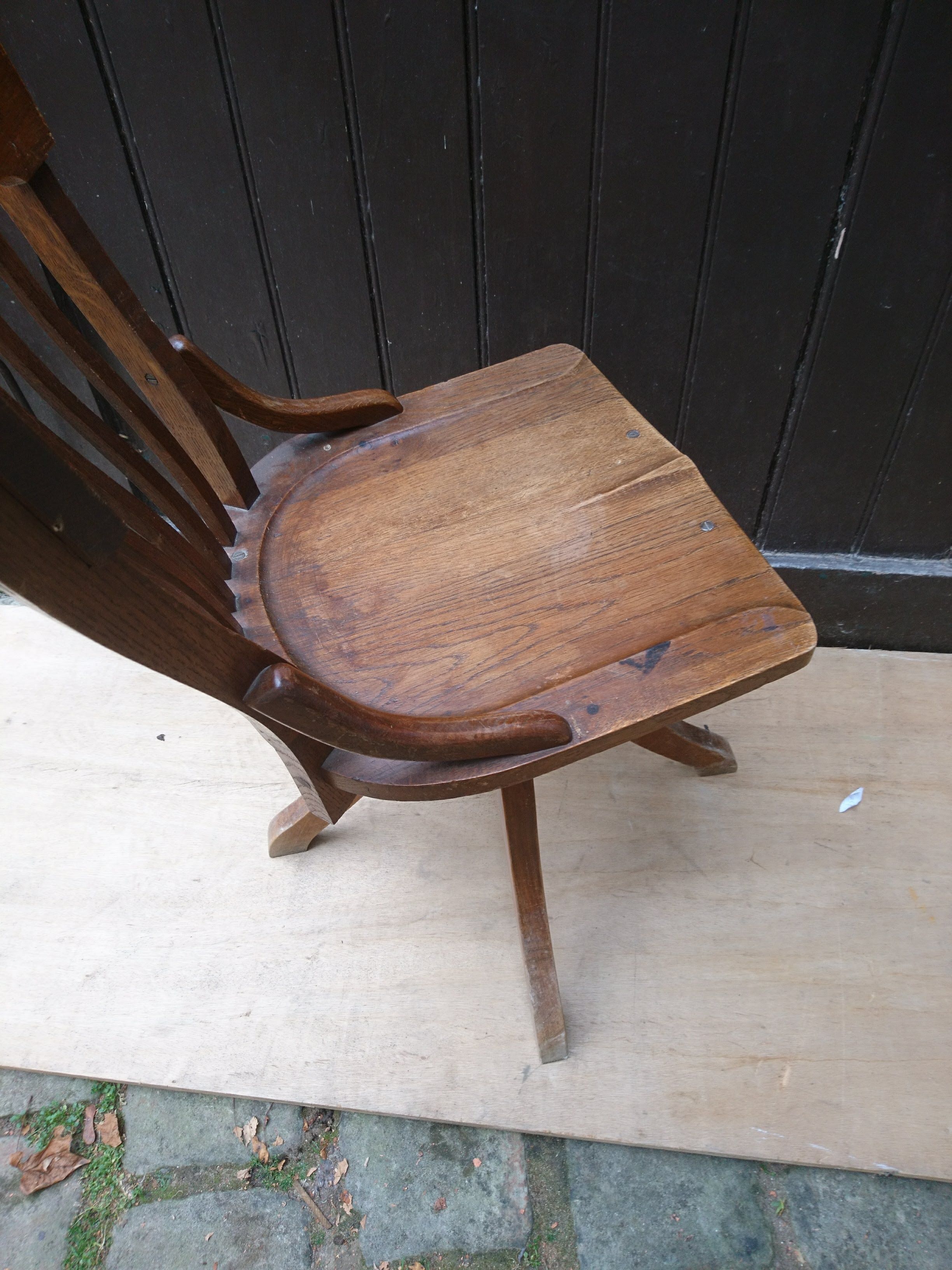 Chaise de bureau en chêne pivotante style américain
