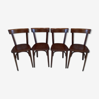 Suite de  4 chaises de bistrot Baumann années 1968