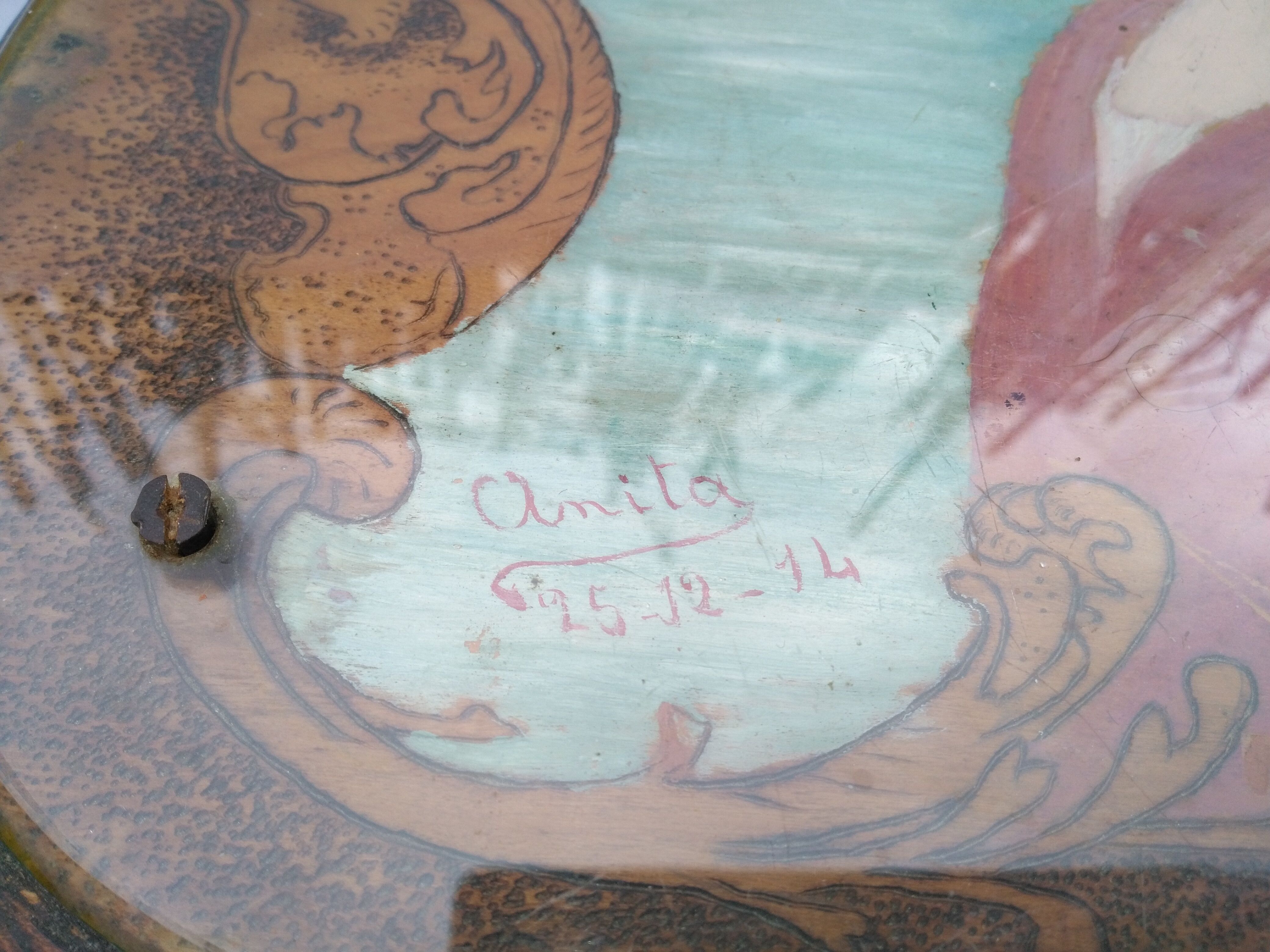 Deserte Art Nouveau painted signed Anita 1914.