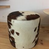 Pouf and cow cushion, leather