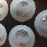 Dessert plates, set of five, Creil Montereau iron earth