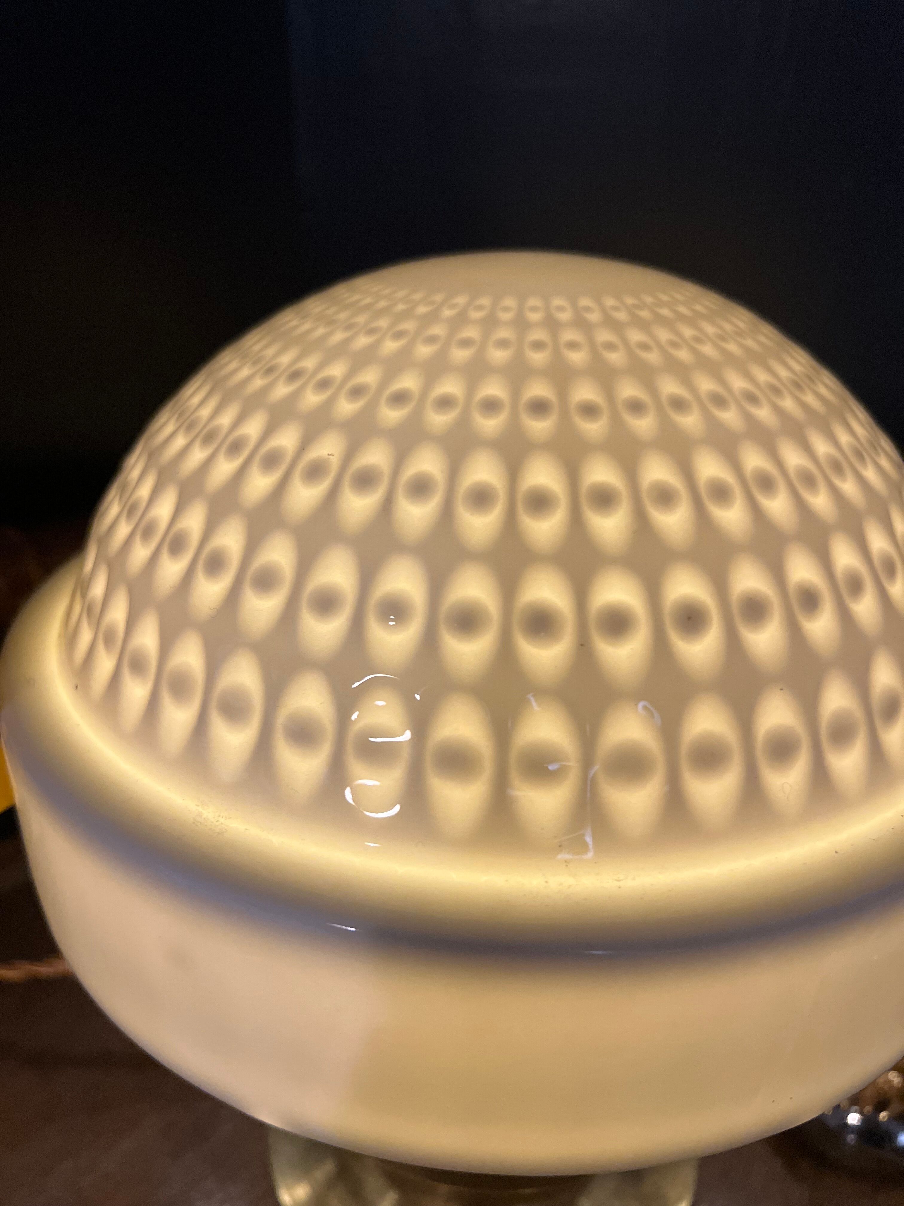 Vintage table lamp large porcelain globe Bernardaud Limoges J.J Prolongeau - Circa 1960