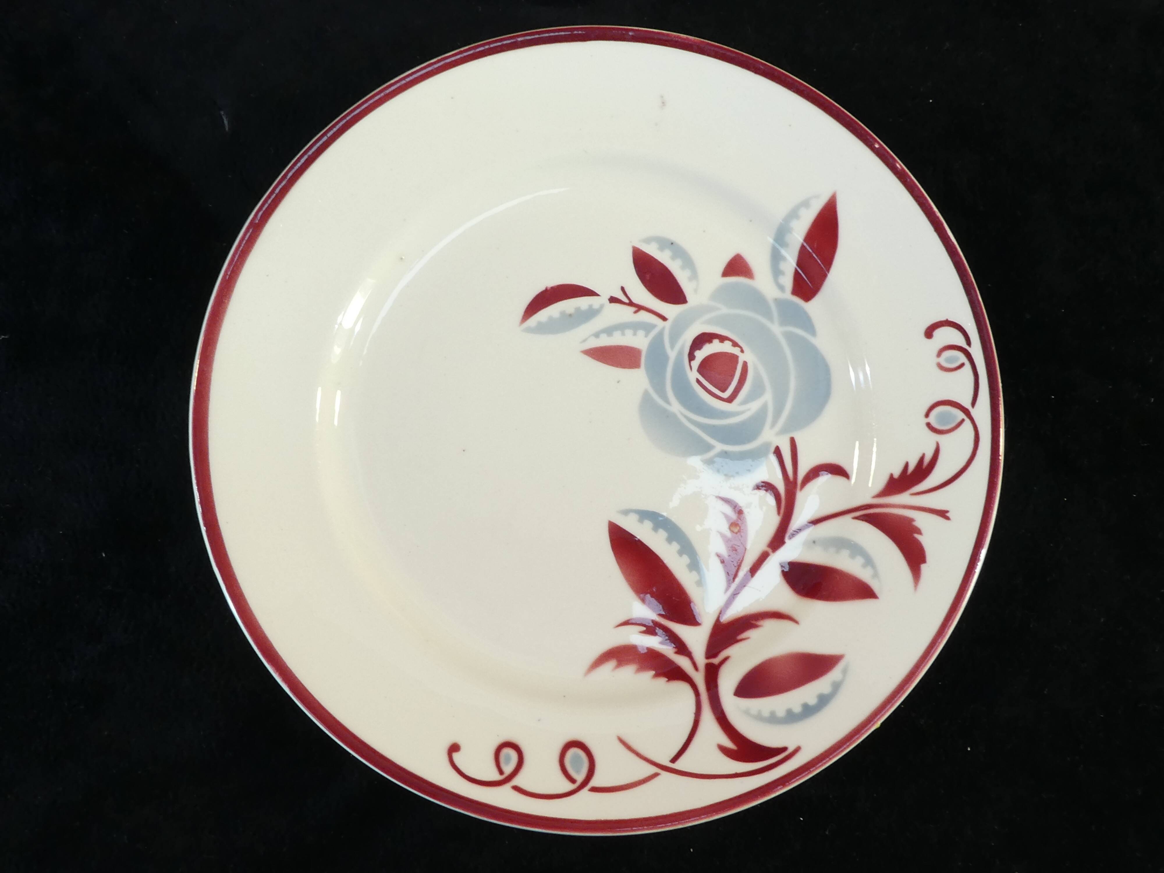 6 flat plates k and g luneville floral décor art deco model rosie