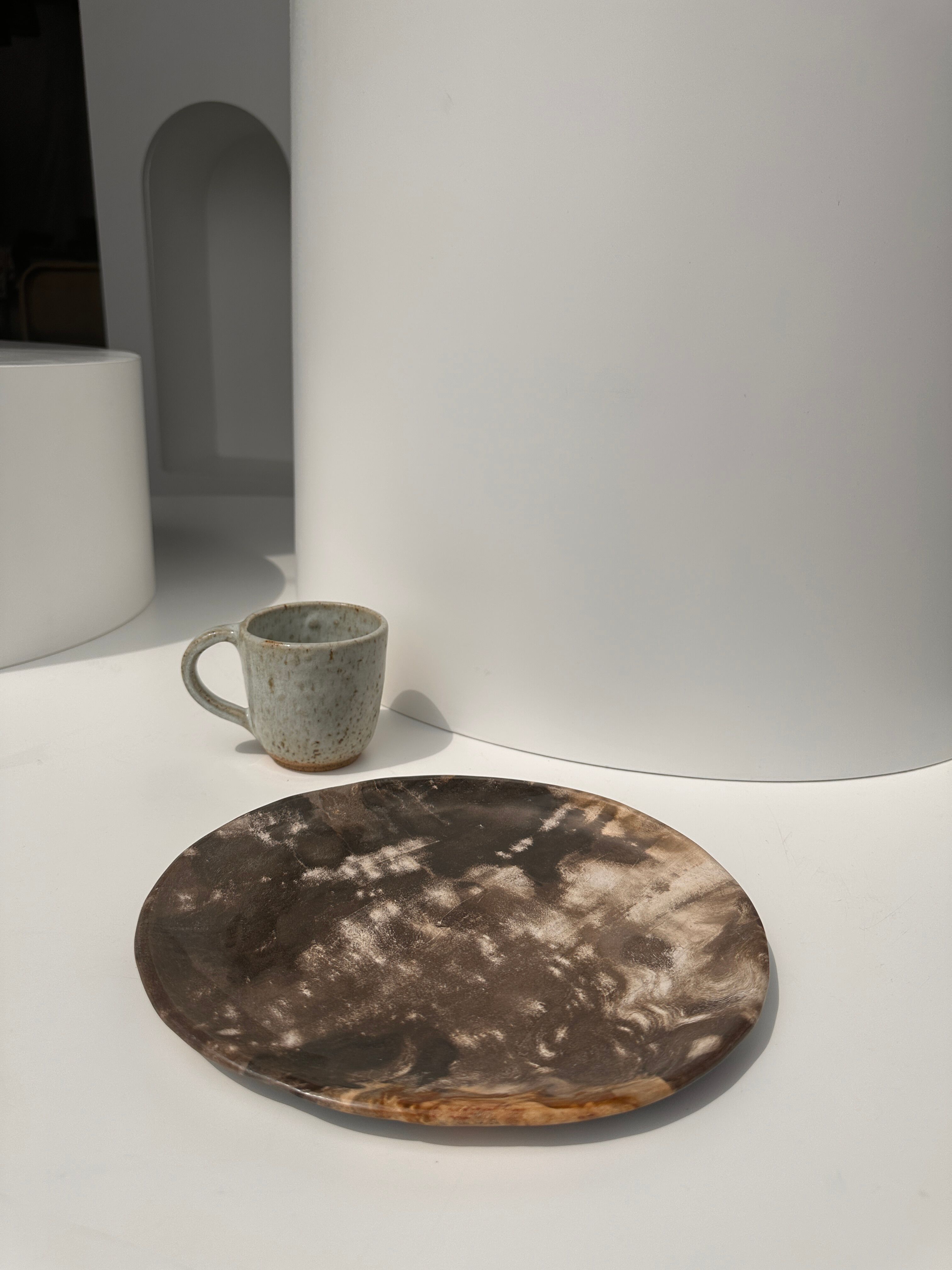 Dish in petrified wood