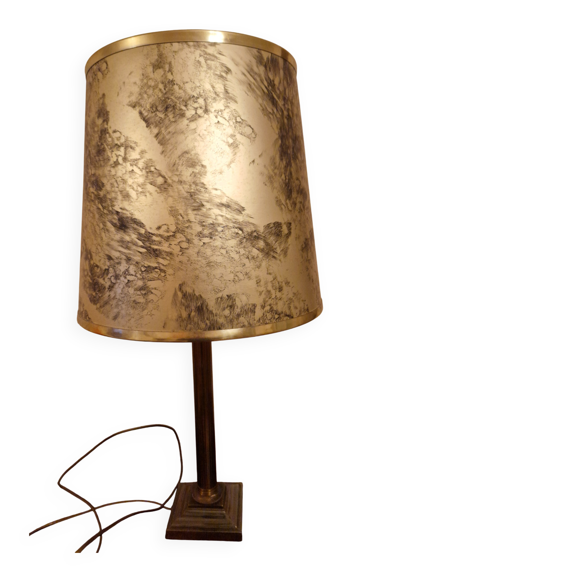 Vintage Art Deco brass table lamp – parchment effect shade –