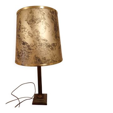 Vintage Art Deco brass table lamp – parchment effect shade –