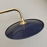 Applique coudée abat-jour vintage en tôle émaillée bleue