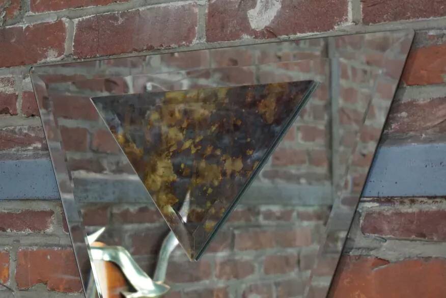 Beveled and triangular art deco mirror 59 x 76 cm