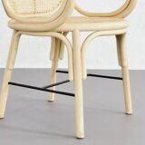 Rattan and cane armchairs, set of 2
