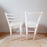 Set of 4 vintage wood and white chairs