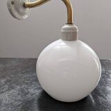 Old opaline brass globe wall light & art deco porcelain base 1930 Ø 13 cm