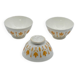 Trio of old Sarreguemines vintage ceramic bowls