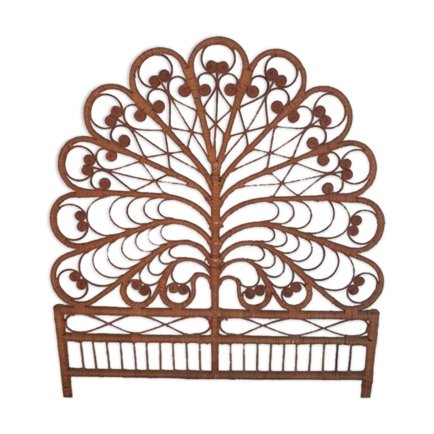 Peacock rattan headboard