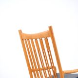 Chaise à bascule en hêtre et cuir par Hans Olsen pour Juul Kristensen