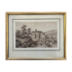 Tableau Lavis originale "Paysage monastère animé", vers 1850