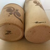 Pair of Mexican Tonala owl scroll vases