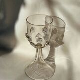 Pair of green wine goblets - dots
