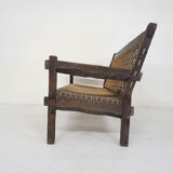 Solid oak and rope sofa, Netherlands 1960's