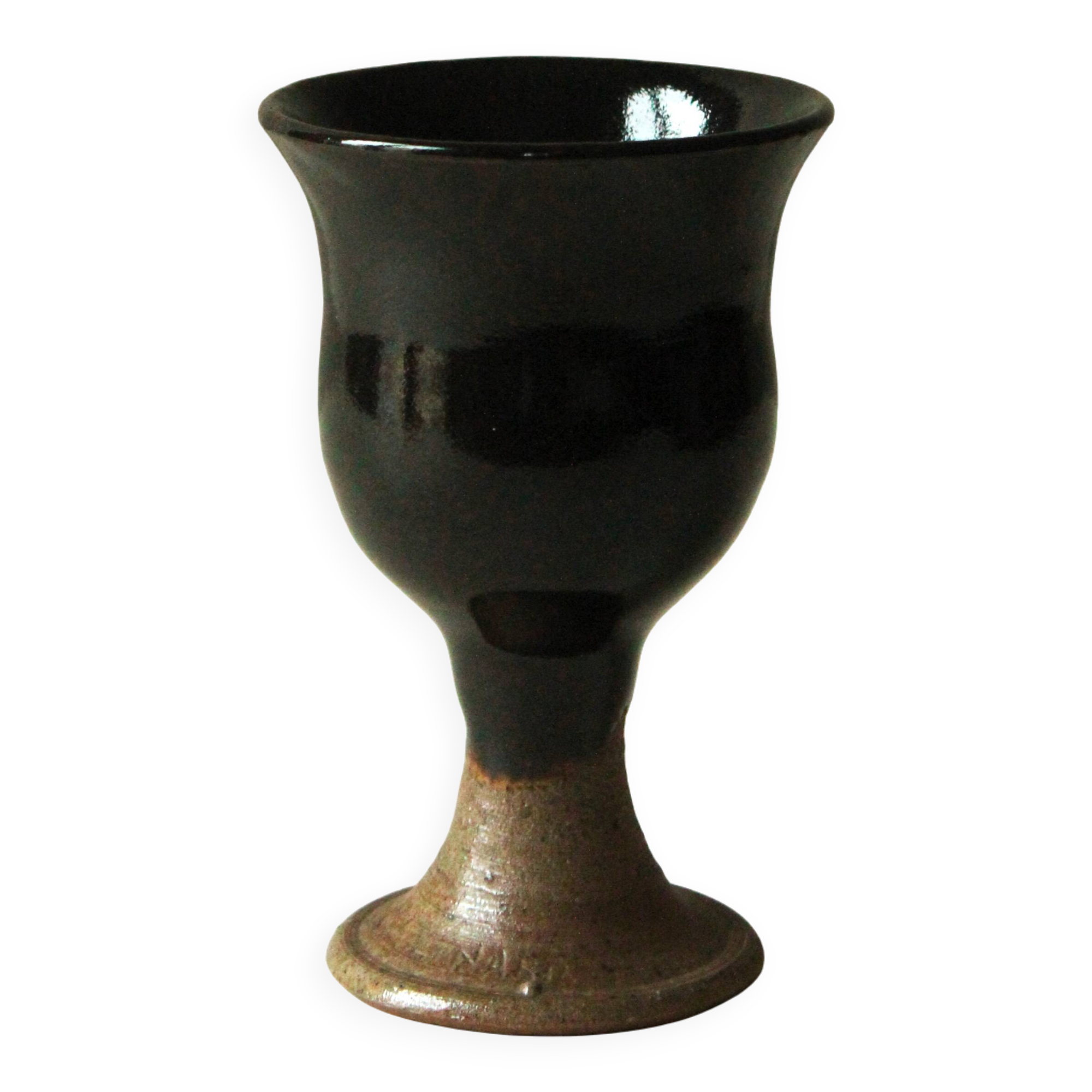 Mazagran in deep brown glazed stoneware, by Jean Linard