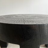 Coffee table en bois massif monoxyle noir
