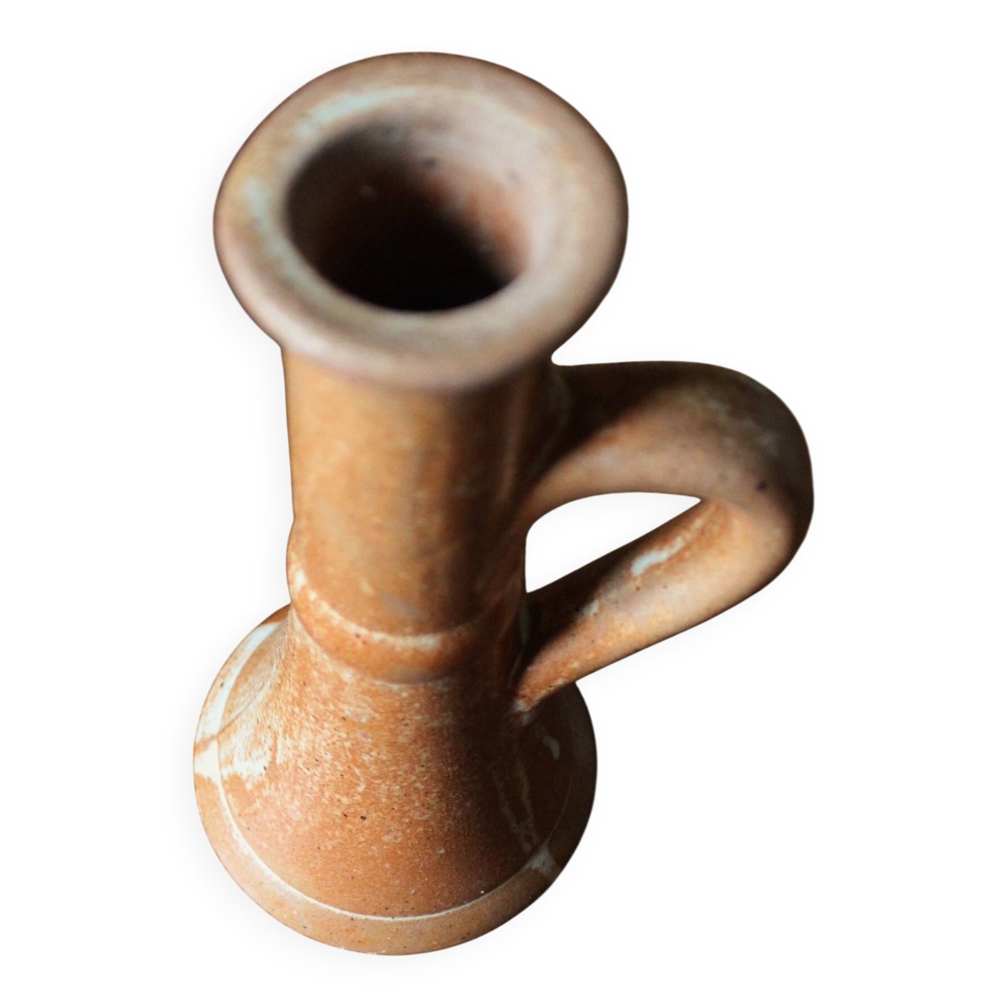 Marbled stoneware candlestick with vintage handle