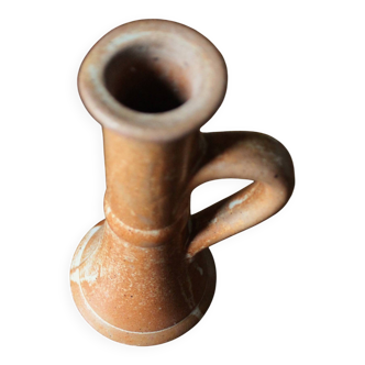 Marbled stoneware candlestick with vintage handle