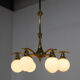 Art nouveau brass and glass chandelier