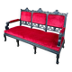Large Japanese-style sofa in carved wood and red velvet, 19th century
