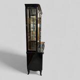 1950s black lacquered two-body display cabinet - bookcase