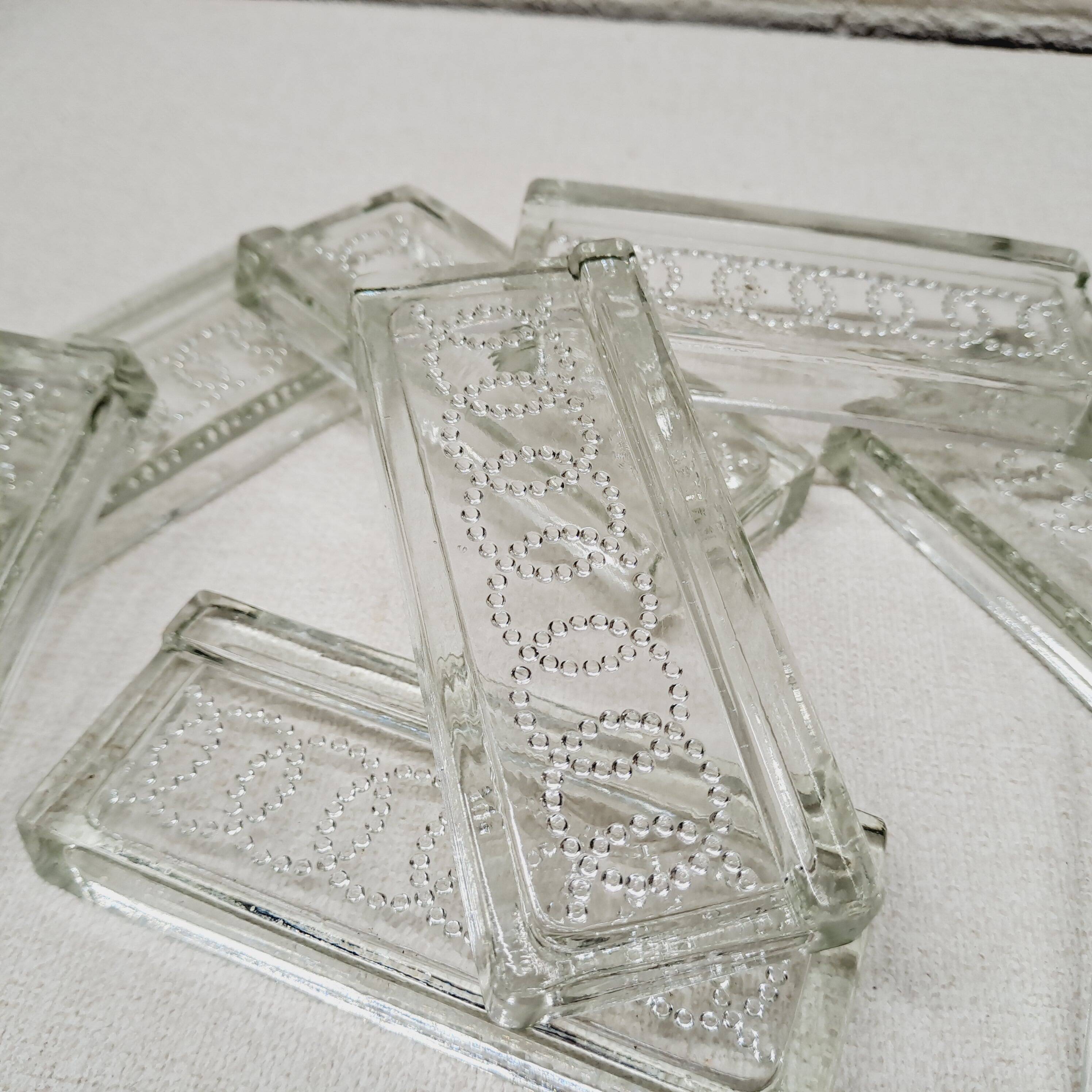 Set of 8 chiseled glass knife holders