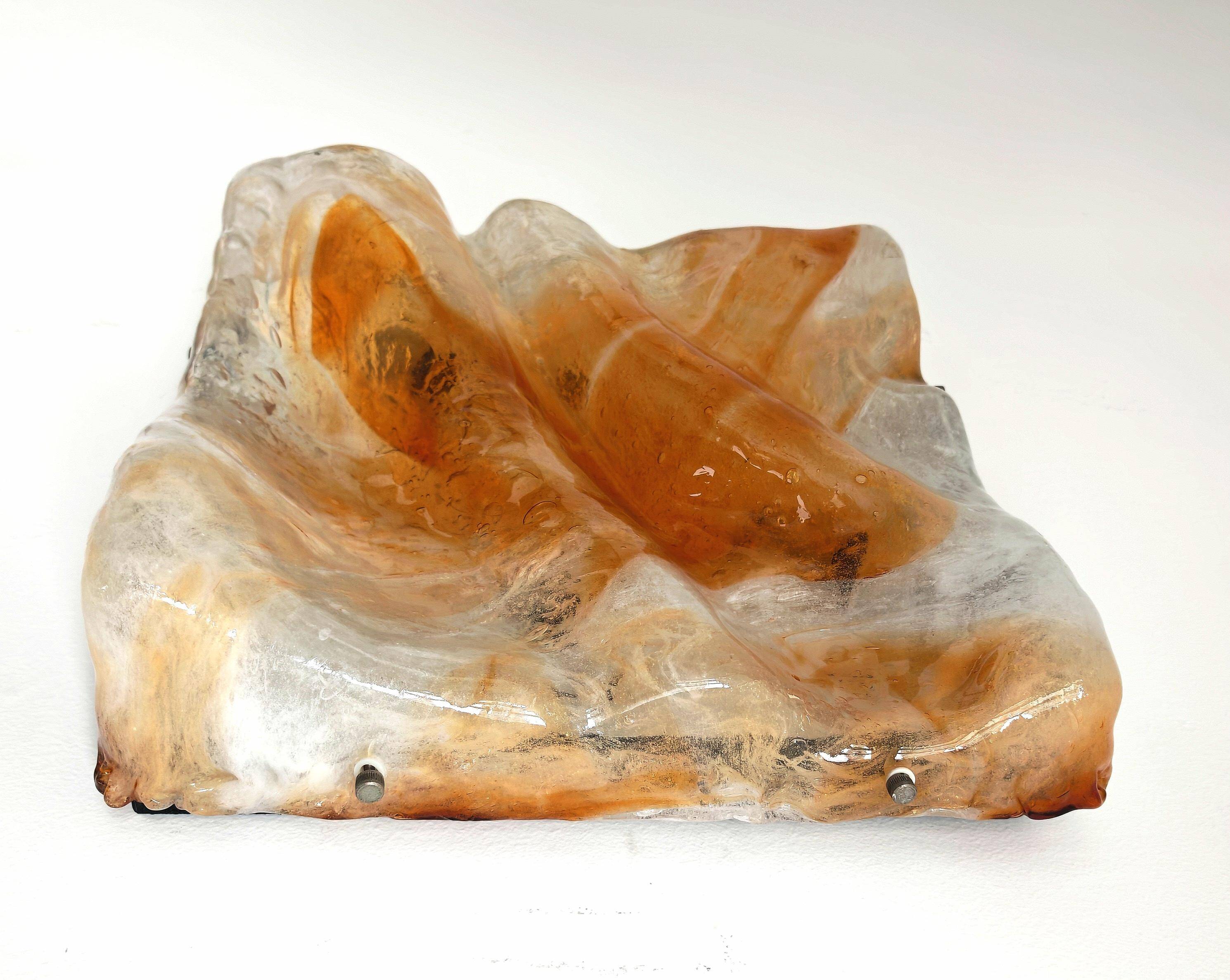 'Wave' ceiling light in amber glass by Mazzega from the 1970s.