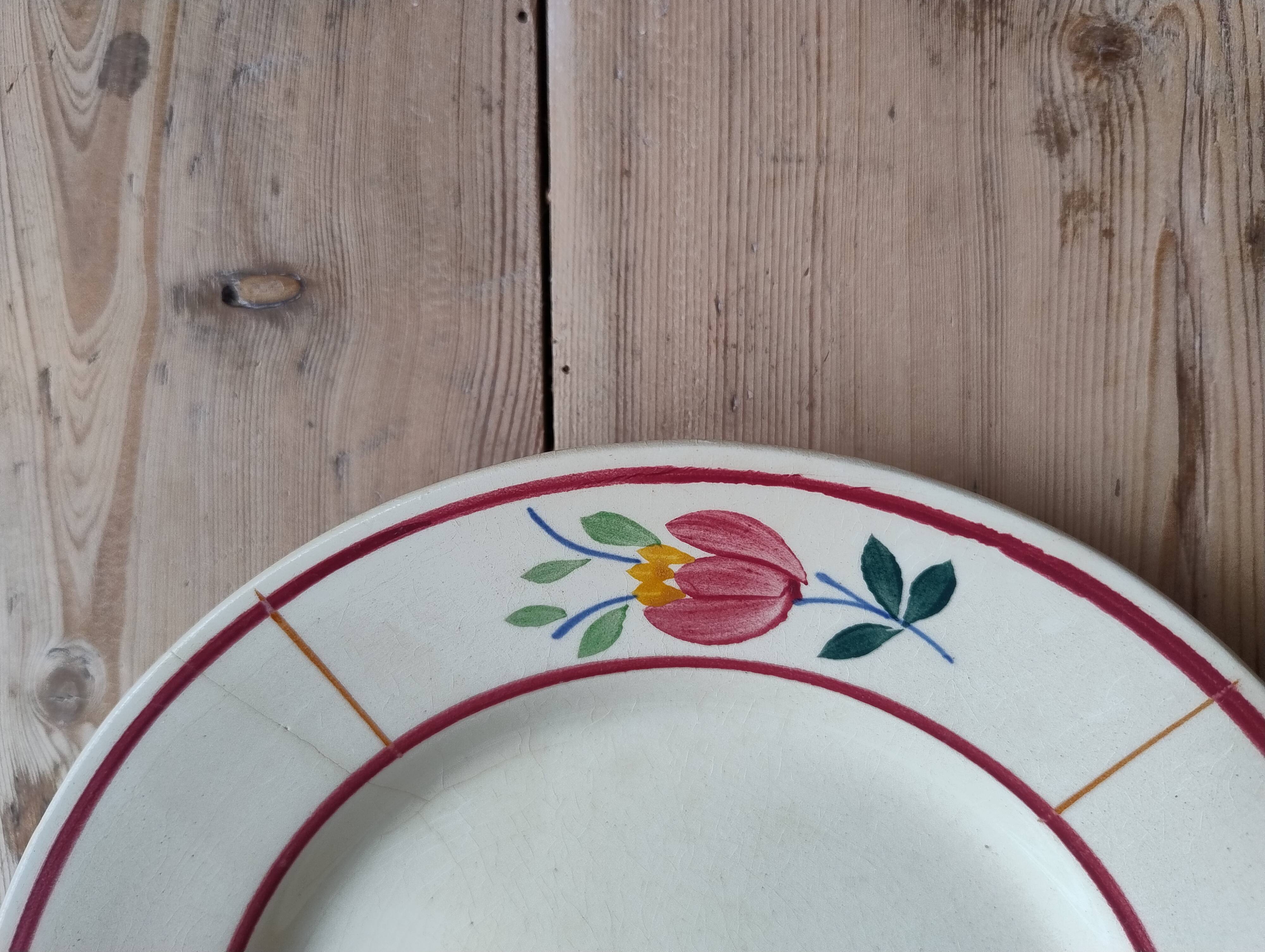 Set of 7 vintage dessert plates in Gien earthenware, model Jacqueline.