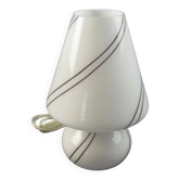 Lampe de Table Verre Murano Au Champignon Design Rayures Violet Moderne Ans