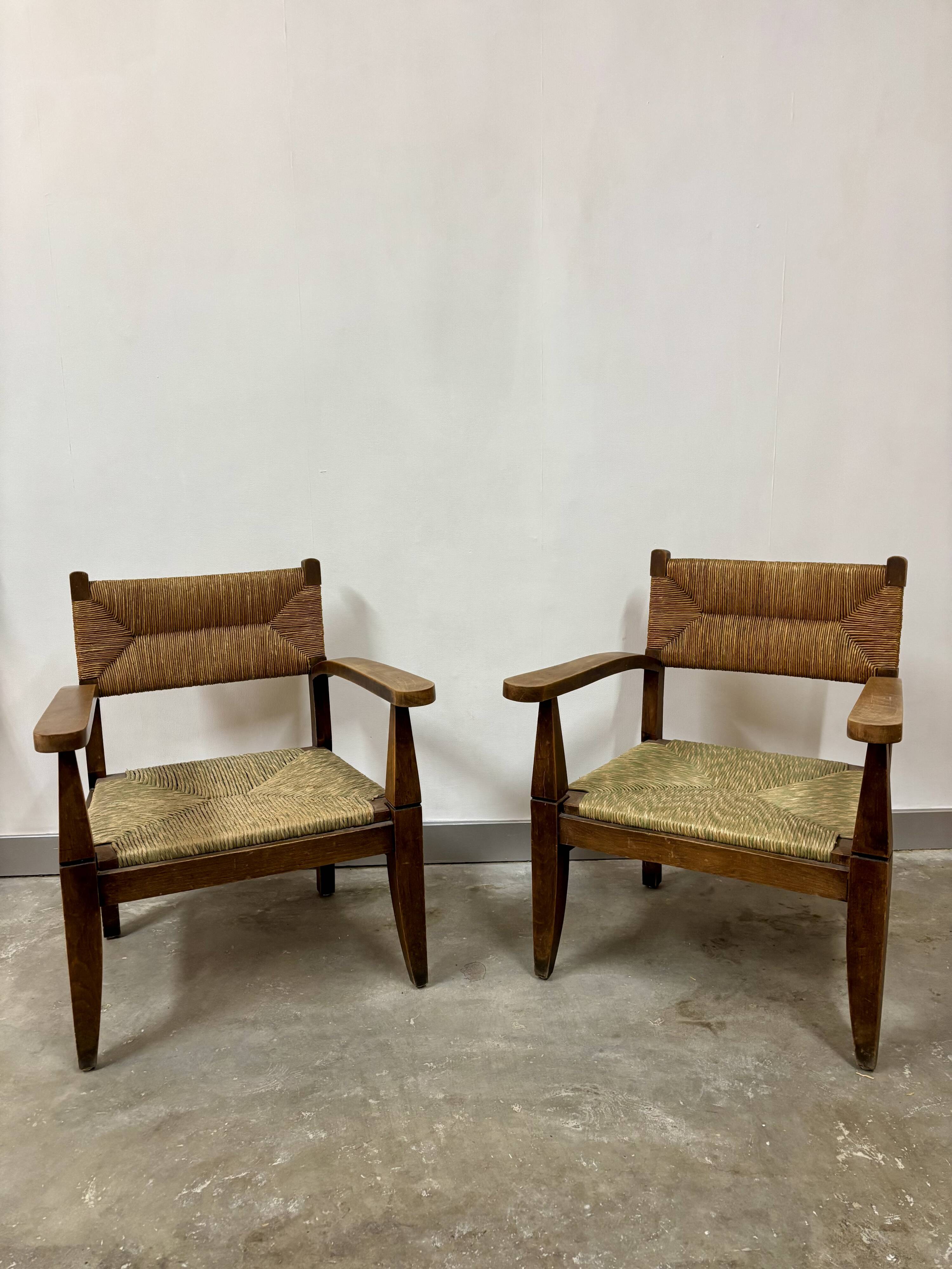 Pair of vintage brutalist armchairs from the 1960s.
