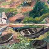 Breton Landscape, oil on canvas, signed Régine David