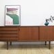 Teak sideboard with drawers and sliding doors, Denmark 1960